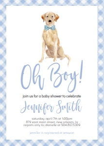 Baby Shower Dog Blue Watercolor Yellow Lab Oh Boy: Baby Shower Dog Blue Watercolor Yellow Lab Oh Boy