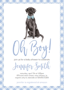 Baby Shower Dog Blue Watercolor Black Lab: Baby Shower Dog Blue Watercolor Black Lab
