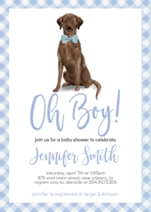 Baby Shower Dog Blue Watercolor Brown Lab Oh Boy design preview