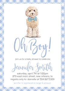 Baby Shower Dog Blue Watercolor Cockapoo Oh Boy: Baby Shower Dog Blue Watercolor Cockapoo Oh Boy