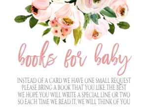 Baby Shower Pink Floral Bouquet Book Card: Baby Shower Pink Bouquet Invitation 633251272