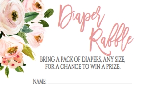 Baby Shower Pink Floral Bouquet Diaper Raffle: Baby Shower Pink Bouquet Invitation 633251272