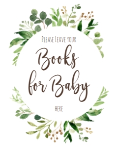 Greenery Books For Baby Sign: BSS Greenery Wreath Welcome Baby