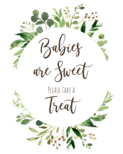 Greenery Treat Sign: BSS Greenery Wreath Welcome Baby