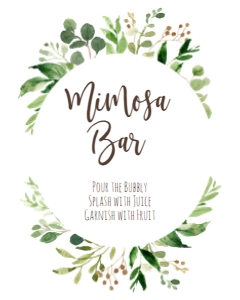 Greenery Mimosa Bar Sign: BSS Greenery Wreath Welcome Baby