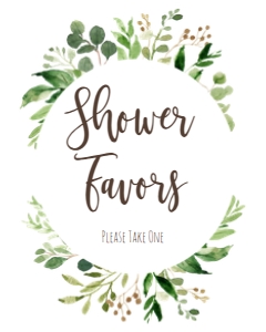 Greenery Shower Favor Sign: BSS Greenery Wreath Welcome Baby