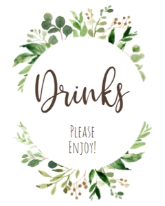 Greenery Drinks Sign: BSS Greenery Wreath Welcome Baby
