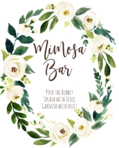 Shower Sign White Floral Wreath Mimosa: BSS White Floral Welcome 18x24