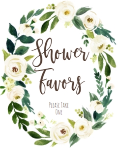Shower Sign White Floral Wreath Favors: BSS White Floral Welcome 18x24