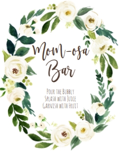 BSS White Floral Wreath Mom-osa: BSS White Floral Welcome 18x24