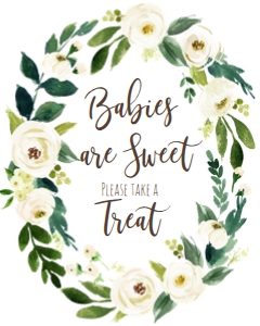 BSS White Floral Wreath Treat: BSS White Floral Welcome 18x24