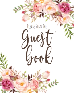 Shower Sign BOHO pink floral guest book: Bridal Shower Brunch Pink Floral Boho