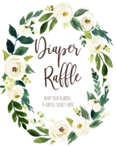 BSS White Floral Wreath Diaper Raffle: BSS White Floral Welcome 18x24