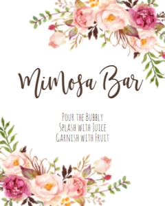 Shower Sign BOHO pink floral mimosa: Bridal Shower Brunch Pink Floral Boho