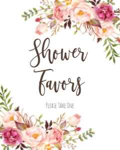 Shower Sign BOHO Pink Floral Favors: Bridal Shower Brunch Pink Floral Boho