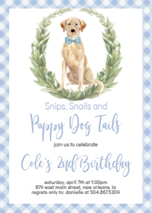Birthday Dog Lab Blue Gingham WC design preview