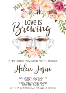 Bridal Shower Love is Brewing Pink Floral Boho design preview