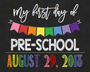 School First Day of Preschool 8x10: School First Day of PreSchool 8x10