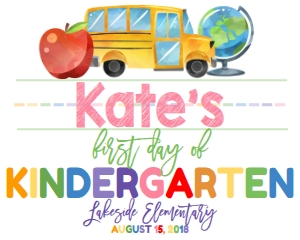 School First Day of Kindergarten Girl 8x10: School First Day of Kindergarten Girl 8x10