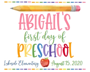 School First Day of Preschool Girl 8x10: School First Day of Preschool Girl 8x10