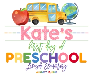 School First Day of Preschool 2 Girl 8x10: School First Day of Preschool 2 Girl 8x10