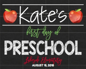 School First Day of Preschool Apple 8x10: School First Day of Preschool Apple 8x10