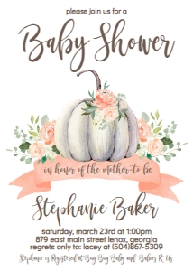 Baby Shower Peach Floral White Pumpkin Banner: BS Peach Floral White Pumpkin Kit