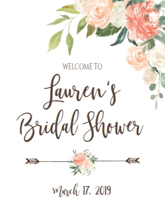 Bridal Shower Welcome Sign Peachy Floral design preview