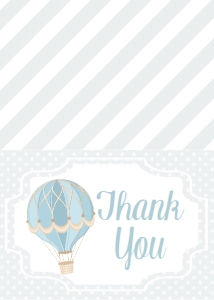 Thank You Grey Hot Air Balloon KGMan: Baby Shower Balloon Grey Blue 514302076