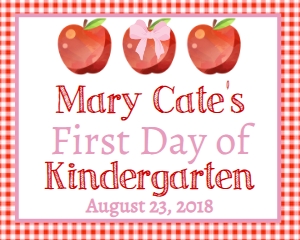 School Apples Red Gingham Girl First Day of Kindergarten 8x10: School Apples Red Gingham Girl First Day of Kindergarten 8x10