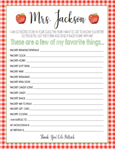 School Teacher Favorites Wishlist Apple Gingham design preview