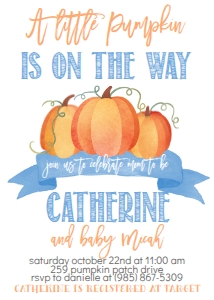 Baby Shower Blue Pumpkin Banner: Baby Shower Blue Pumpkin Banner