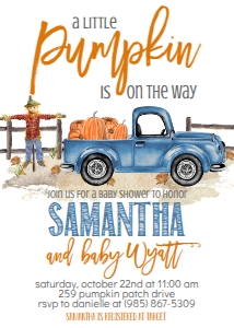 Baby Shower Light Blue Truck Pumpkin: Baby Shower Light Blue Truck Pumpkin