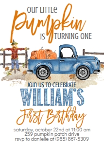 Birthday Pumpkin Truck Light Blue: Birthday Pumpkin Truck Light Blue