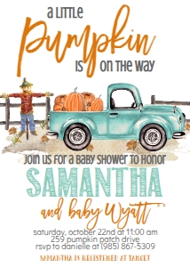 Baby Shower Mint Truck Pumpkin: Baby Shower Mint Truck Pumpkin