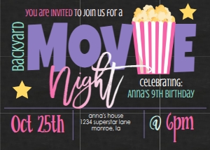 Birthday Movie Chalk Pink Purple: Birthday Movie Chalk Pink Purple