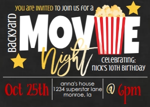 Birthday Movie Chalkboard Red: Birthday Movie Chalkboard Red