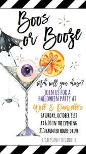Halloween Boos or Booze Text Invitation: Halloween Boos or Booze Text Invitation