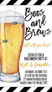 Halloween Boos and Brews Beer Text Invite: Halloween Boos or Brews Text Invitation