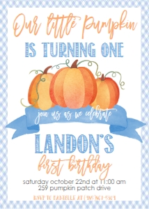Blue Gingham Pumpkin First Birthday: Blue Gingham Pumpkin First Birthday
