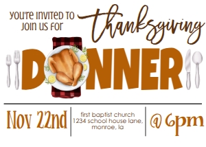Thanksgiving Dinner Turkey Invitation: Thanksgiving Dinner Turkey Invitation