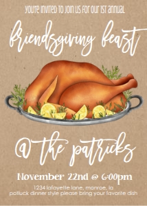 Friendsgiving Feast Potluck Dinner Kraft White design preview