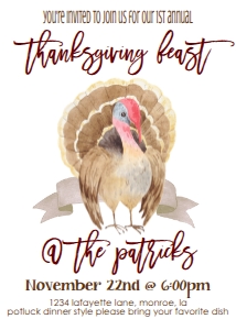 Thanksgiving Feast Turkey Invitation design preview