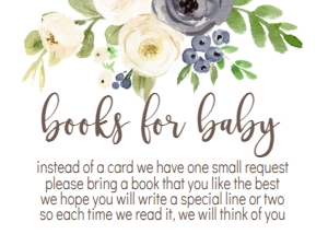 CF Baby Shower Blue Floral Pumpkin Book Card: BS Blue Floral White Pumpkin
