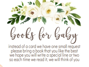 Baby Shower White Floral Pumpkin Book Card: Baby Shower Greenery Floral Pumpkin