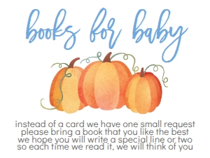 BS Blue Little Pumpkin Book Card: Baby Shower Blue Pumpkin Banner