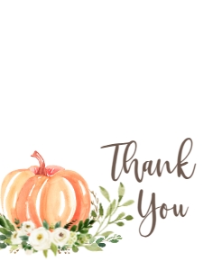 White Floral Pumpkin Thank You: Baby Shower White Floral Pumpkin