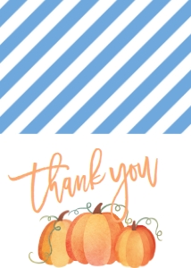 Thank You Pumpkin Bright Blue Vines: Baby Shower Blue Pumpkin Banner