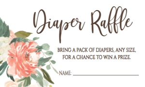 Baby Shower Boho Peach Diaper Raffle: Baby Shower Dog Peach Floral Chocolate Lab Invite Kit