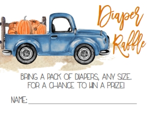 BS Dusty Blue Truck Pumpkin Diaper Raffle: Baby Shower Light Blue Truck Pumpkin
